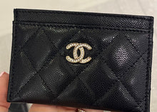 Load image into Gallery viewer, Chanel Black Crystal CC Caviar Card Case
