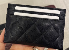 Load image into Gallery viewer, Chanel Black Crystal CC Caviar Card Case
