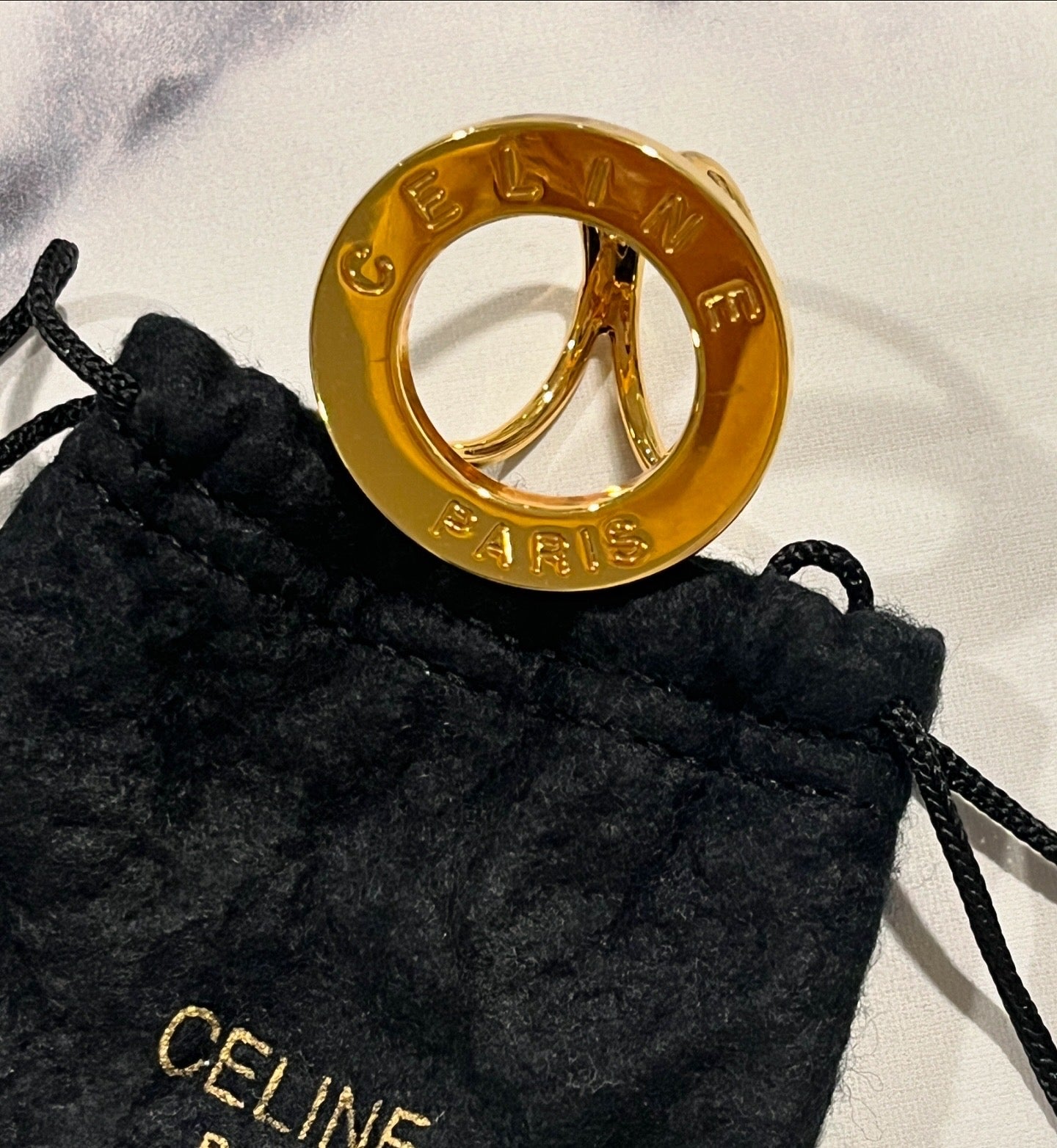 Celine Gold Tone Scarf Ring