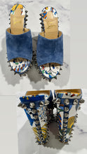 Load image into Gallery viewer, Christian Louboutin Blue Suede Spike Sandals Mules

