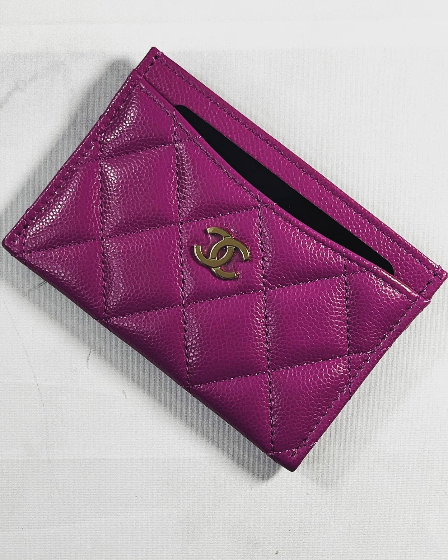 Chanel Purple Caviar Card Case