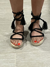 Load image into Gallery viewer, Dior Black Rope Wrap-Around Espadrille Sandals
