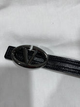 Load image into Gallery viewer, Valentino Garavani Black Leather Skinny Belt With V Logo Buckle
