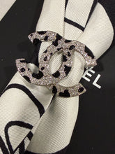 Load image into Gallery viewer, Chanel Crystal Black Enamel Scarf Ring
