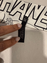 Load image into Gallery viewer, Chanel Comic Black White Twilly Silk Bandeau Scarf
