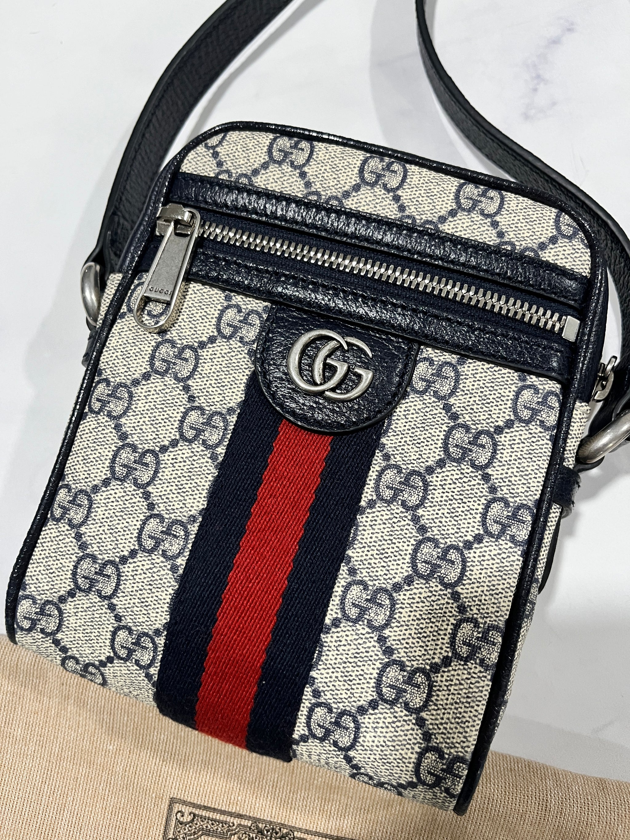 Gucci Ophidia Blue Small Messenger Crossbody Bag – The