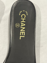 Load image into Gallery viewer, Chanel 24P Black Logo  Camellia Sandals
