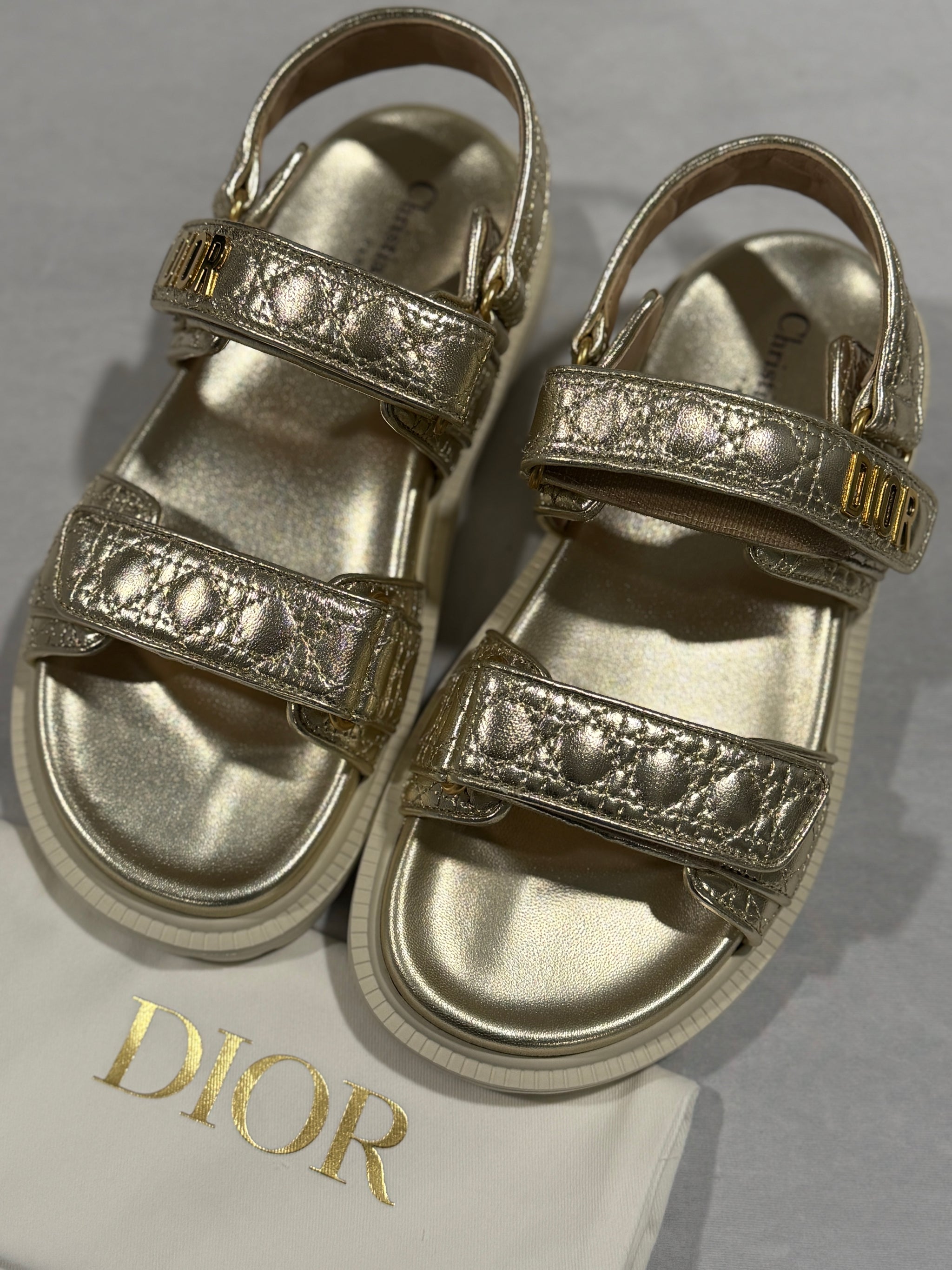Dior DiorAct Gold Metallic Dad Sandals – The Millionaires Closet