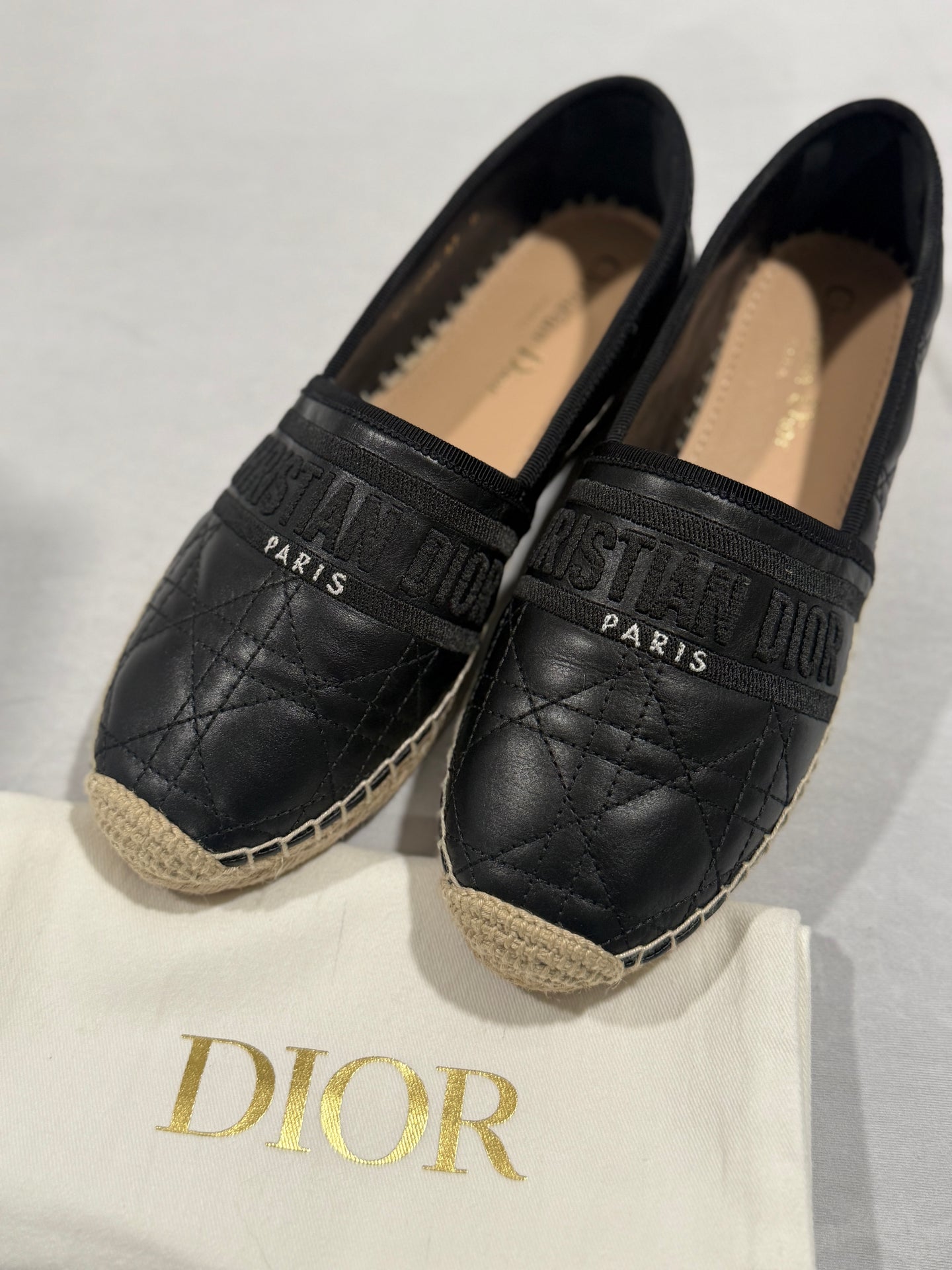 Dior Black Leather Espadrille