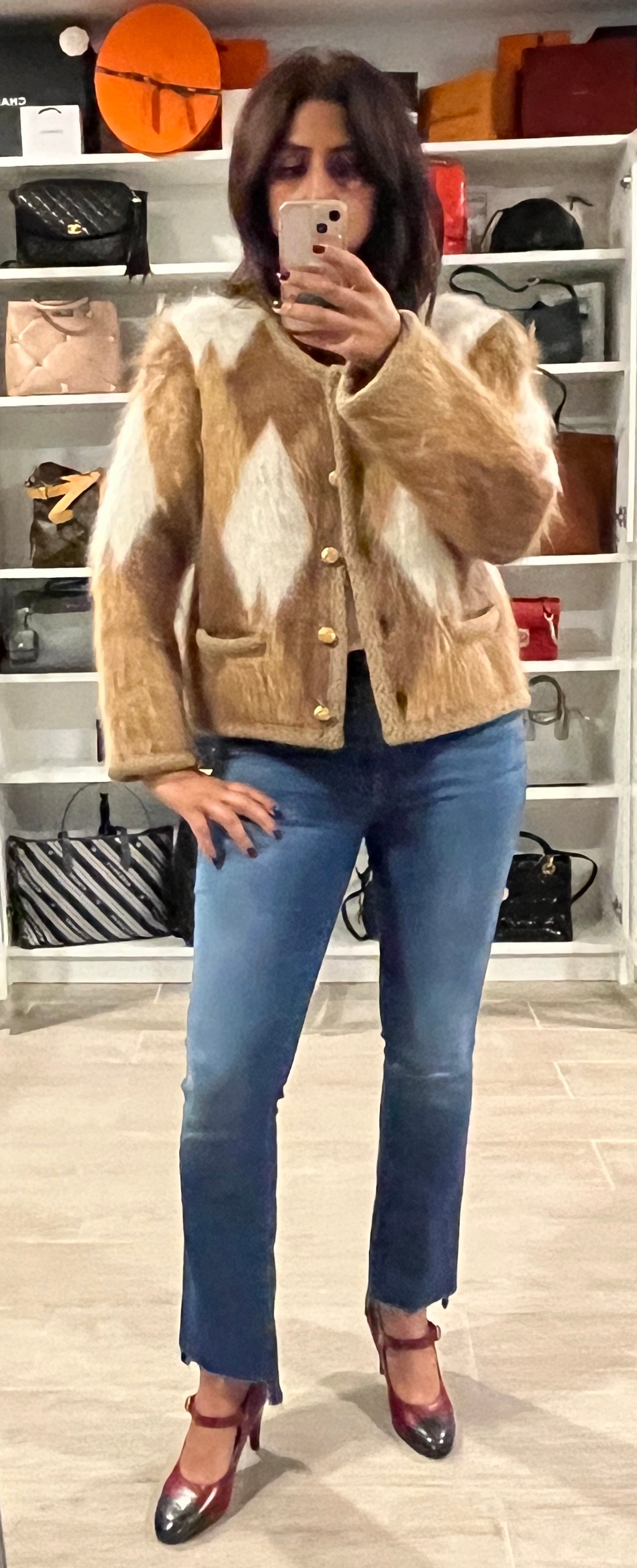 Celine Mohair Colorblock Cardigan Sweater Size L – The