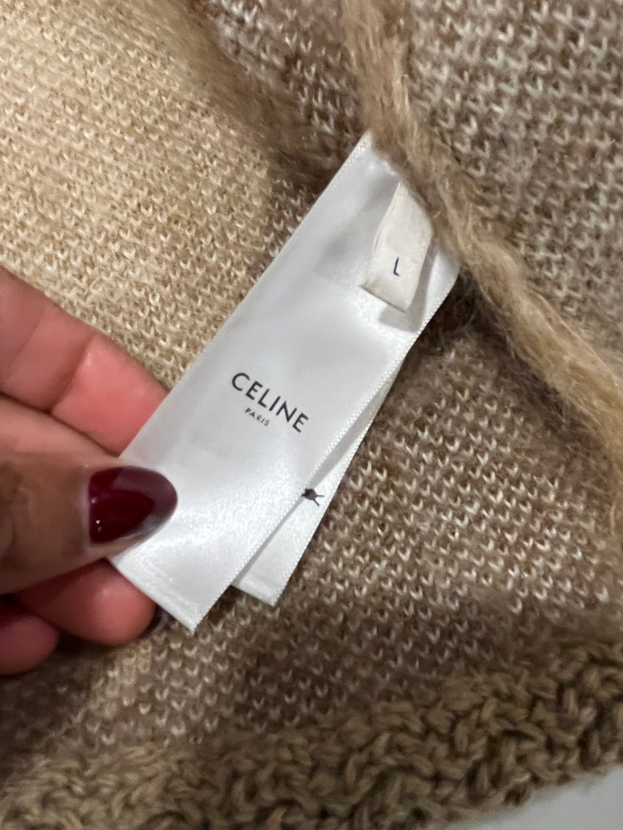 Celine Mohair Colorblock Cardigan Sweater Size L – The 