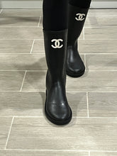 Load image into Gallery viewer, Chanel CC Black White RainBoots
