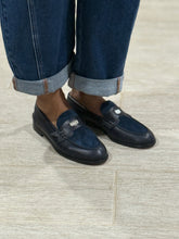 Load image into Gallery viewer, Christian Louboutin Marine Navy Penny Loafer
