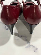 Load image into Gallery viewer, Chanel 22A Burgundy Dark Grey Mary Jane Pumps
