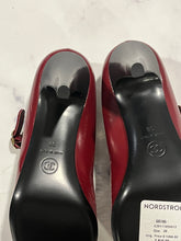 Load image into Gallery viewer, Chanel 22A Burgundy Dark Grey Mary Jane Pumps
