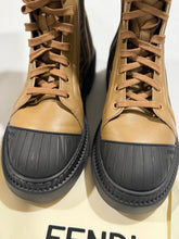 Load image into Gallery viewer, Fendi Brown Zucca Leather Lace Up Combat Boots
