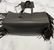 Load image into Gallery viewer, Saint Laurent YSL Charcoal Fringe Tote  Bag
