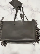 Load image into Gallery viewer, Saint Laurent YSL Charcoal Fringe Tote  Bag
