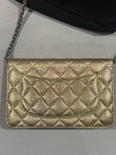 Load image into Gallery viewer, Chanel Gold Metallic Leather WOC Boy Wallet On Chain Handbag
