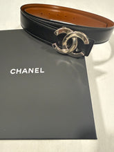 Load image into Gallery viewer, Chanel SHW Buckle Black/Camel Reversible Leather Belt
