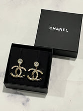 Load image into Gallery viewer, Chanel 23B CC Gold Tone Drop Crystal Earrings
