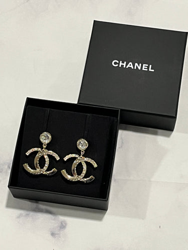 Chanel Brand New Gold Twisted Crystal Piercing Earrings - LAR Vintage