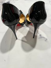 Load image into Gallery viewer, Christian Louboutin Black Leather Iriza 100 Patent Pumps
