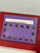 Load image into Gallery viewer, Valentino Garavani Purple Rockstud Card Case
