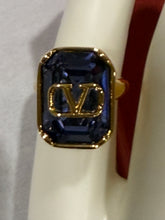 Load image into Gallery viewer, Valentino Garavani VLogo Purple Crystal Ring Size M
