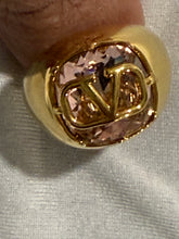 Load image into Gallery viewer, Valentino Garavani VLogo Pink Crystal Ring Size M
