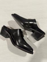 Load image into Gallery viewer, Partlow Black Silver Hardware Slip On Mules
