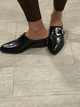Load image into Gallery viewer, Partlow Black Silver Hardware Slip On Mules
