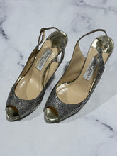 Load image into Gallery viewer, Jimmy Choo Glitter Leather Slingback Sandals

