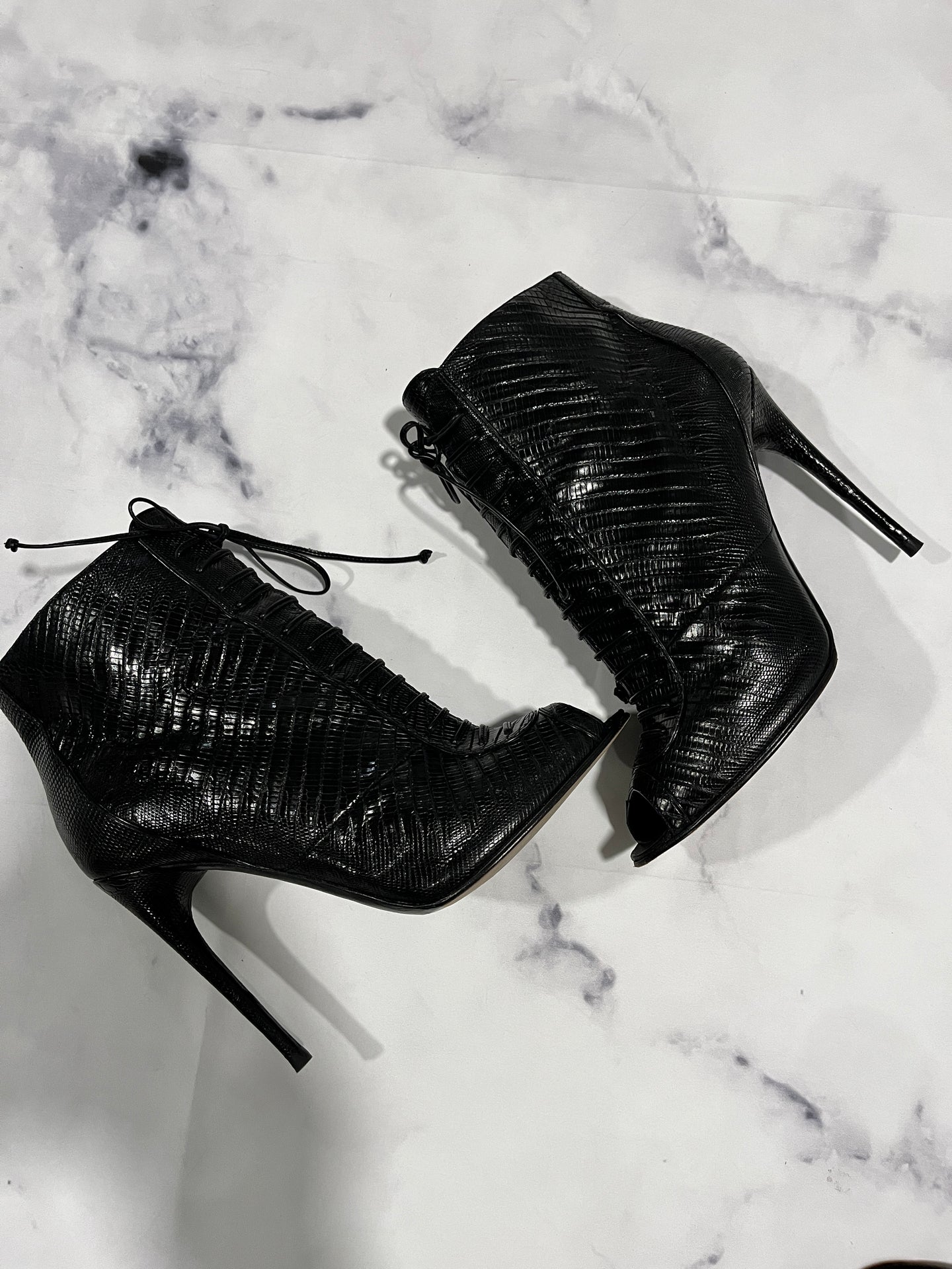 Tom Ford Black Lace Up Booties