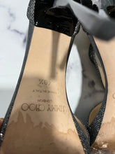 Load image into Gallery viewer, Jimmy Choo Glitter Leather Peeptoe Sandals
