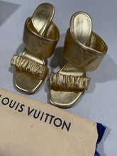 Load image into Gallery viewer, Louis Vuitton Vintage Gold Metallic 2 Strap Sandal
