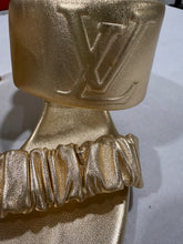 Load image into Gallery viewer, Louis Vuitton Vintage Gold Metallic 2 Strap Sandal
