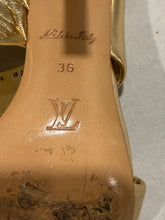 Load image into Gallery viewer, Louis Vuitton Vintage Gold Metallic 2 Strap Sandal
