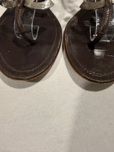 Load image into Gallery viewer, Chanel Chocolate Brown Silvertone CC Sandals
