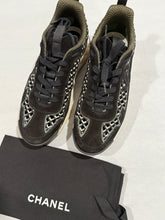 Load image into Gallery viewer, Chanel 21C Black Gray Lattice Suede CC Sneaker
