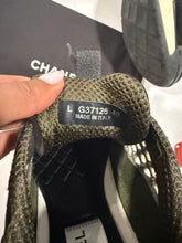 Load image into Gallery viewer, Chanel 21C Black Gray Lattice Suede CC Sneaker
