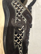 Load image into Gallery viewer, Chanel 21C Black Gray Lattice Suede CC Sneaker
