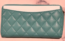 Load image into Gallery viewer, Chanel Turquoise Zippy Long Caviar Wallet
