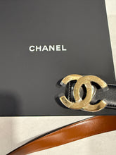 Load image into Gallery viewer, Chanel GHW Buckle Black/Camel Reversible Leather Belt
