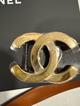 Load image into Gallery viewer, Chanel GHW Buckle Black/Camel Reversible Leather Belt
