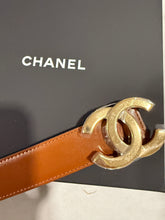 Load image into Gallery viewer, Chanel GHW Buckle Black/Camel Reversible Leather Belt
