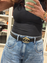 Load image into Gallery viewer, Chanel GHW Buckle Black/Camel Reversible Leather Belt

