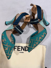 Load image into Gallery viewer, Fendi Colibri Turquoise Blue Mesh Heels
