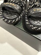 Load image into Gallery viewer, Chanel 21A Black Leather Tweed Dad Sandals
