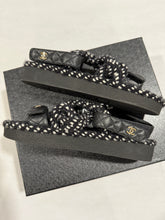 Load image into Gallery viewer, Chanel 21A Black Leather Tweed Dad Sandals
